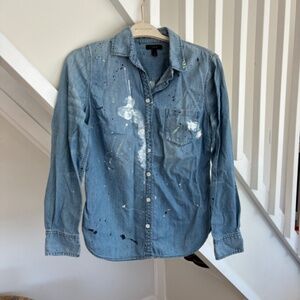 RARE Vintage J Crew Chambray Paint Splattered Shirt sz 4
